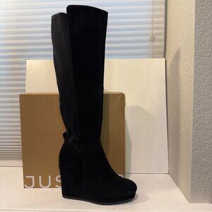 Just Fab Women's Claire Over the Knee Black Boots Size 7